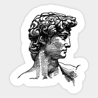 Michelangelo's David Greek Head Mythology Vintage Illustration Line Art Sticker